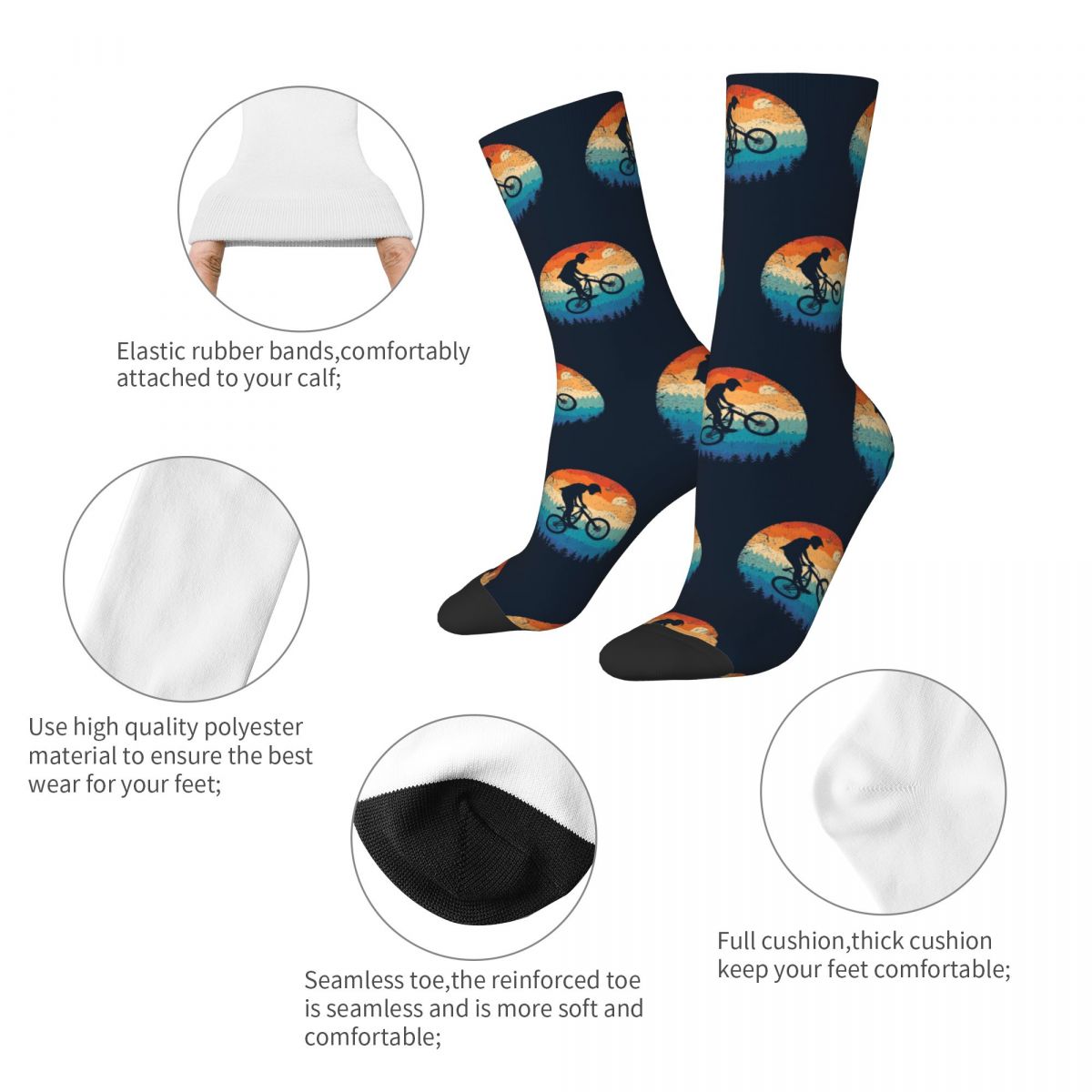 Funny Crazy Sock for Men Mount - Mountain Biking Socks ulasan dan harga